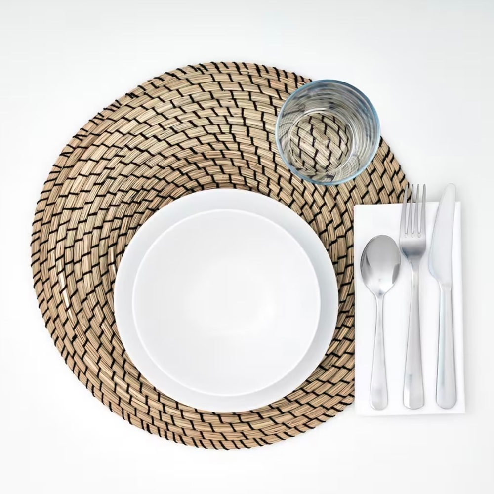 IKEA LÄTTAD 8 place mats, seagrass/black